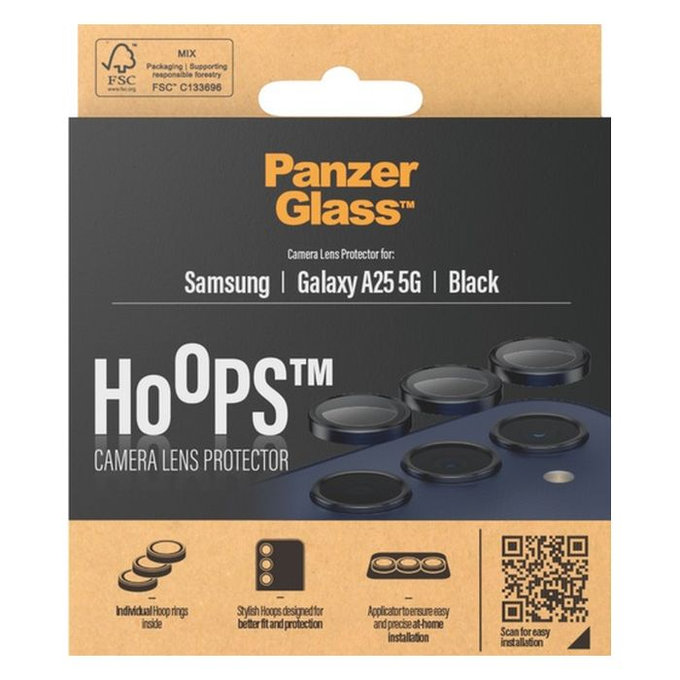 PanzerGlass - Zaščitni Ovitek za Objektiv Kamere Hoops za Samsung Galaxy A25, črna