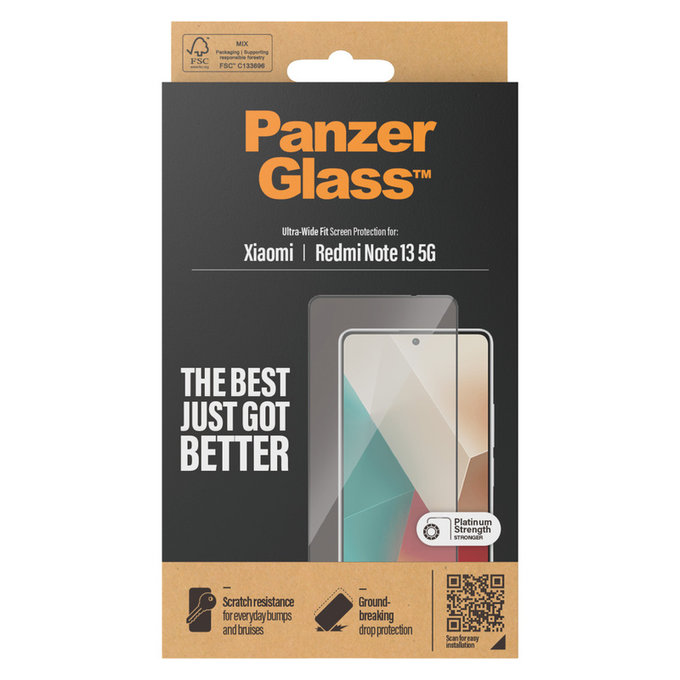 Kaljeno steklo UWF za Xiaomi Redmi Note 13, Črna, PanzerGlass