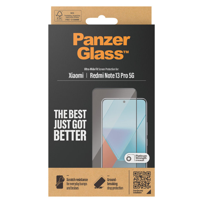 Kaljeno steklo UWF za Xiaomi Redmi Note 13 Pro 5G, Črna, PanzerGlass