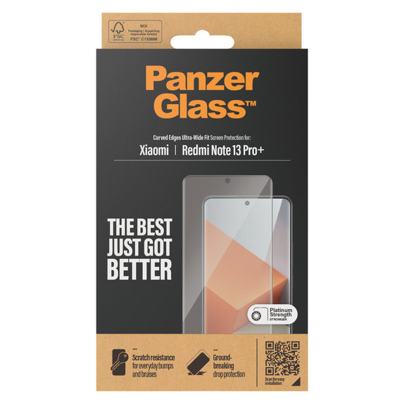 Kaljeno steklo UWF za Xiaomi Redmi Note 13 Pro+, Črna, PanzerGlass