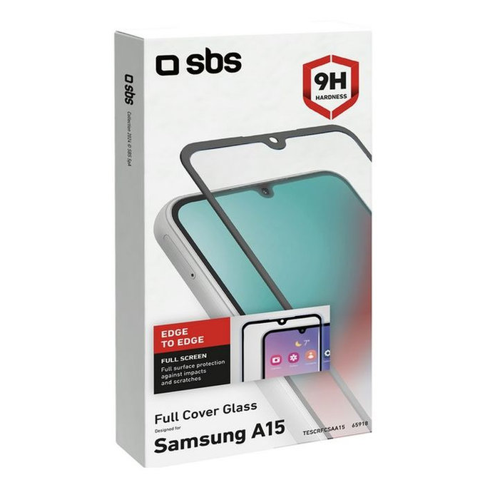 SBS - Kaljeno steklo Full Cover za Samsung Galaxy A15 5G, črna