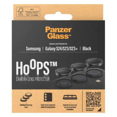 PanzerGlass - Zaščitni Ovitek za Objektiv Kamere Hoops za Samsung Galaxy 23, 23+ in 24, črna