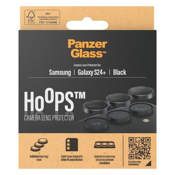 PanzerGlass - Zaščitni Ovitek za Objektiv Kamere Hoops za Samsung Galaxy S24+, črna