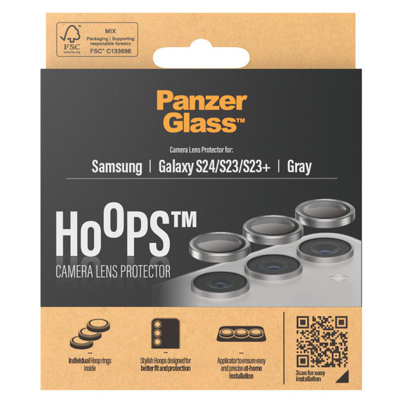 Zaščita objektiva kamere Hoops za Samsung Galaxy S24/S23/S23+, Siva, PanzerGlass