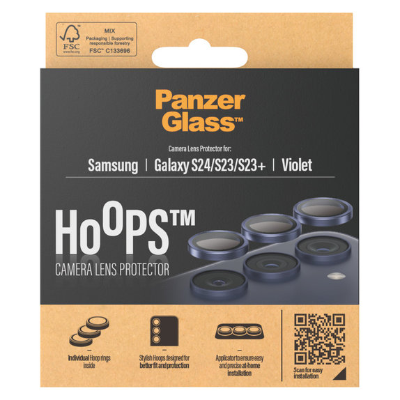 Zaščita objektiva kamere Hoops za Samsung Galaxy S24/S23/S23+, Vijolična, PanzerGlass