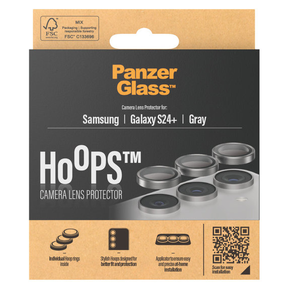 Zaščita objektiva kamere Hoops za Samsung Galaxy S24+, Siva, PanzerGlass