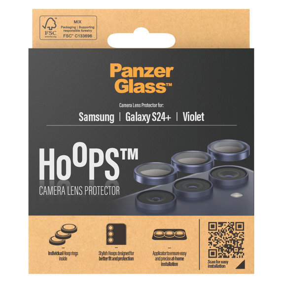Zaščita objektiva kamere Hoops za Samsung Galaxy S24+, Vijolična, PanzerGlass