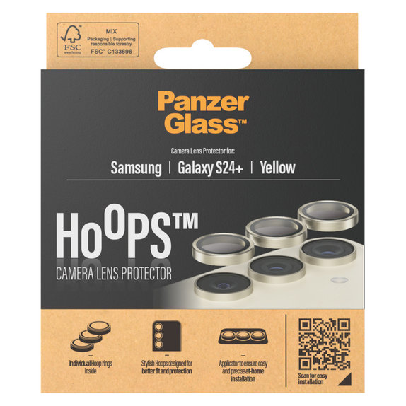 Zaščita objektiva kamere Hoops za Samsung Galaxy S24+, Rumena, PanzerGlass