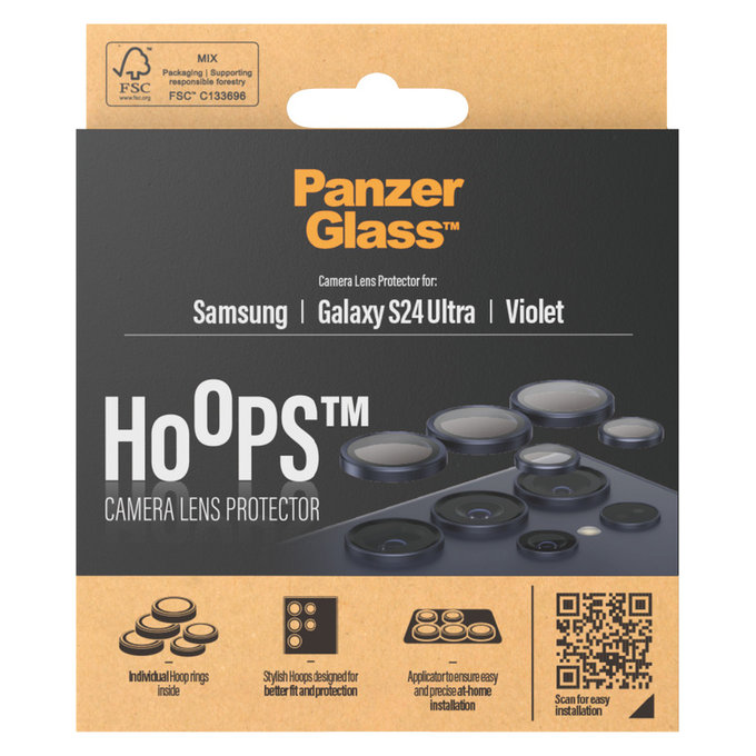 Zaščita objektiva kamere Hoops za Samsung Galaxy S24 Ultra, Vijolična, PanzerGlass