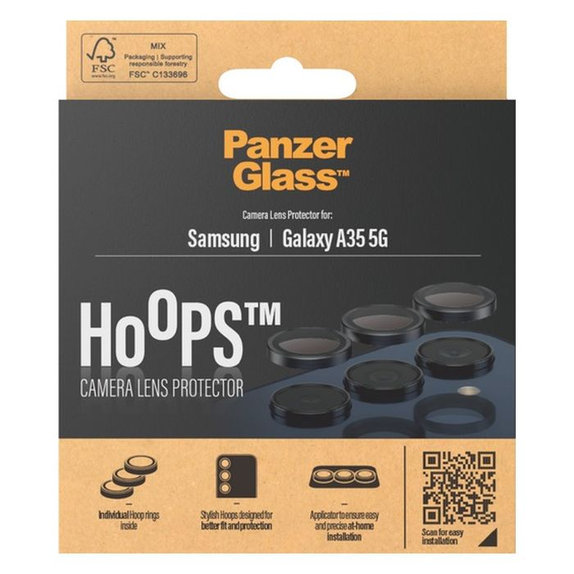 PanzerGlass - Zaščitni Ovitek za Objektiv Kamere Hoops za Samsung Galaxy A35, črna