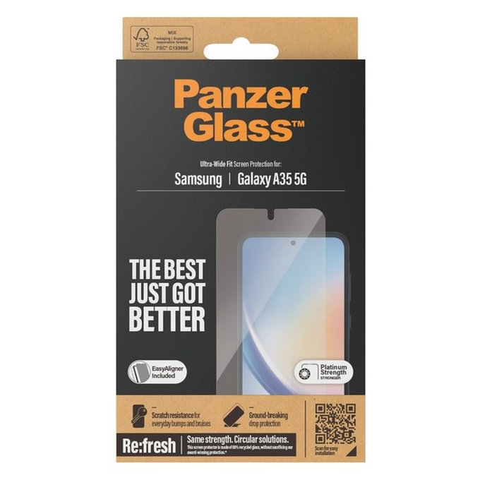PanzerGlass - Kaljeno steklo Re:fresh UWF z aplikatorjem za Samsung Galaxy A35 5G, črna