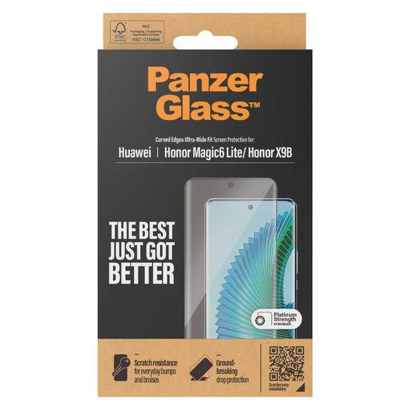 Kaljeno steklo UWF za Honor Magic6 Lite, Črna, PanzerGlass