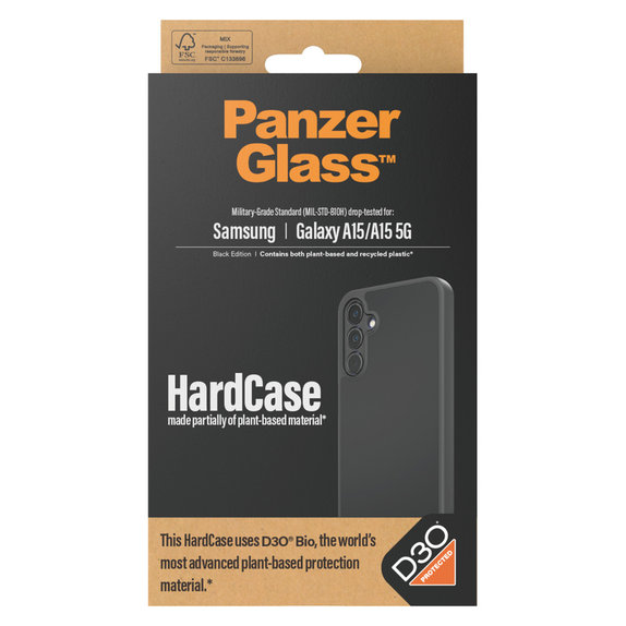 Ovitek HardCase D3O za Samsung Galaxy A15/A15 5G, Črna, PanzerGlass