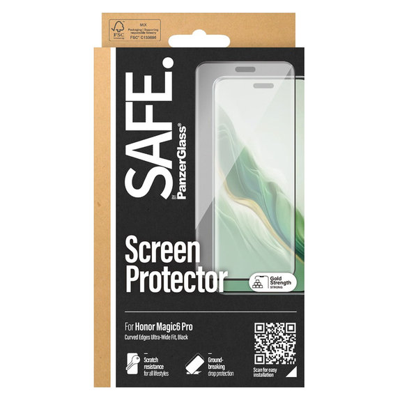 Kaljeno steklo UWF za Honor Magic6 Pro, Črna, SAFE by PanzerGlass