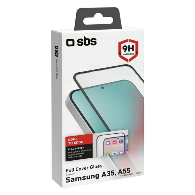 SBS - Kaljeno steklo Full Cover za Samsung Galaxy A35 a A55 5G, črna