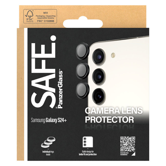 Zaščita objektiva kamere za Samsung Galaxy S24+, Črna, SAFE by PanzerGlass