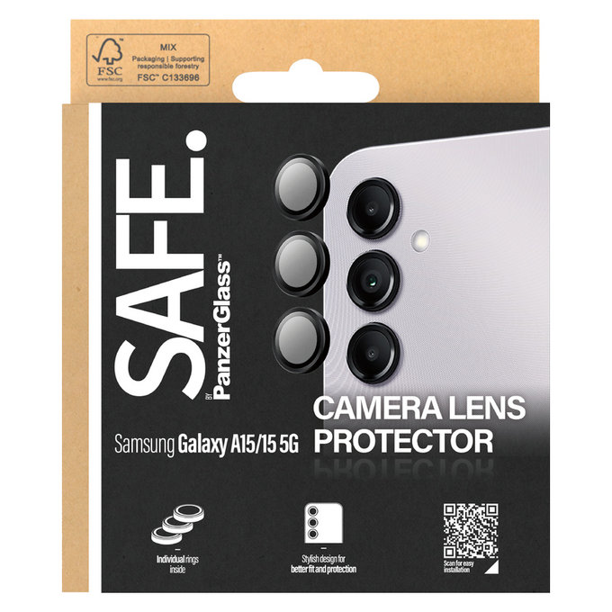 Zaščita objektiva kamere za Samsung Galaxy A15/A15 5G, Črna, SAFE by PanzerGlass