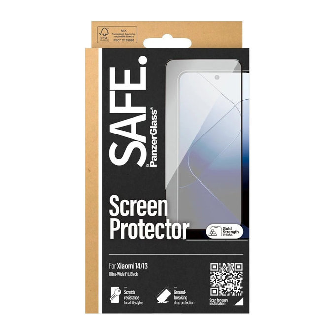 Kaljeno steklo UWF za Xiaomi 14/13, Črna, SAFE by PanzerGlass