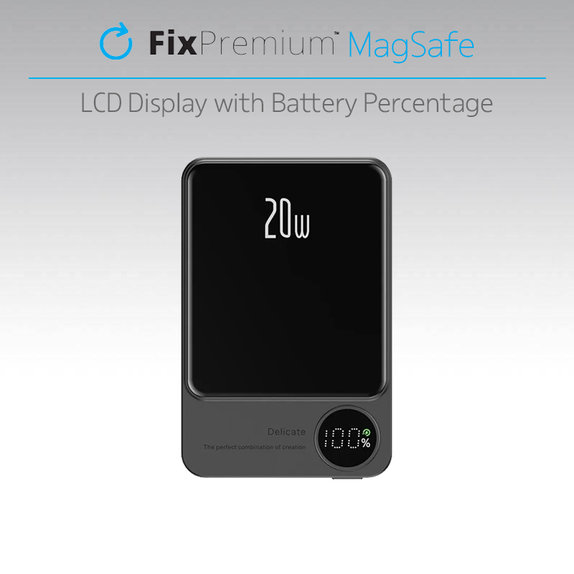 FixPremium - MagSafe PowerBank z LCD 10 000mAh, črna
