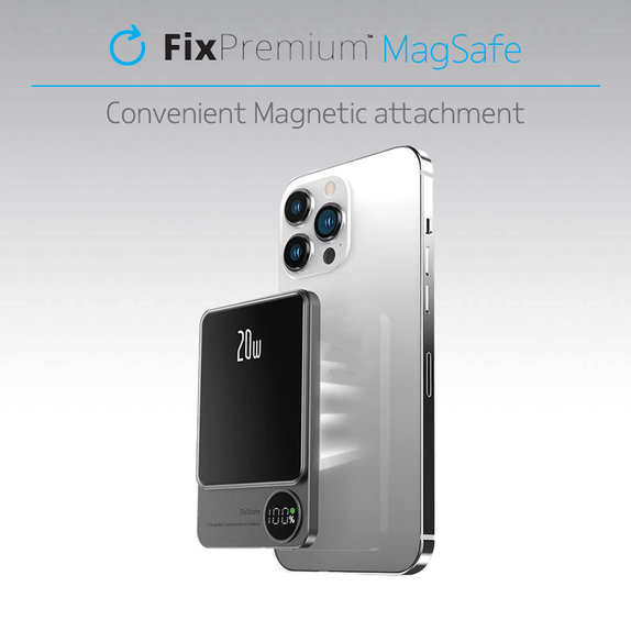 FixPremium - MagSafe PowerBank z LCD 10 000mAh, črna