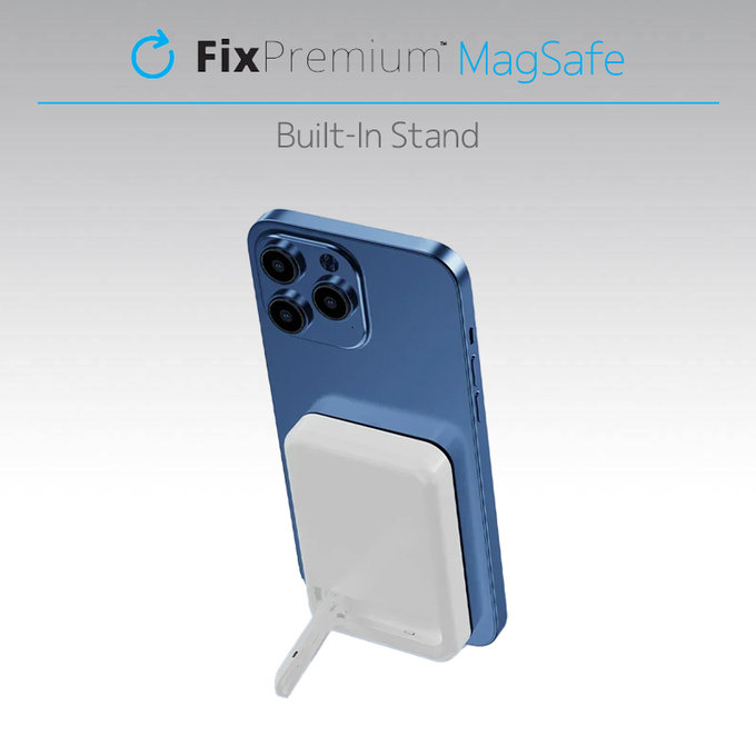FixPremium - MagSafe PowerBank z Stojalom 5000mAh, bela