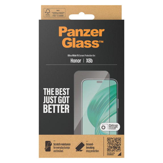 Kaljeno steklo UWF za Honor 90 Smart, Črna, PanzerGlass