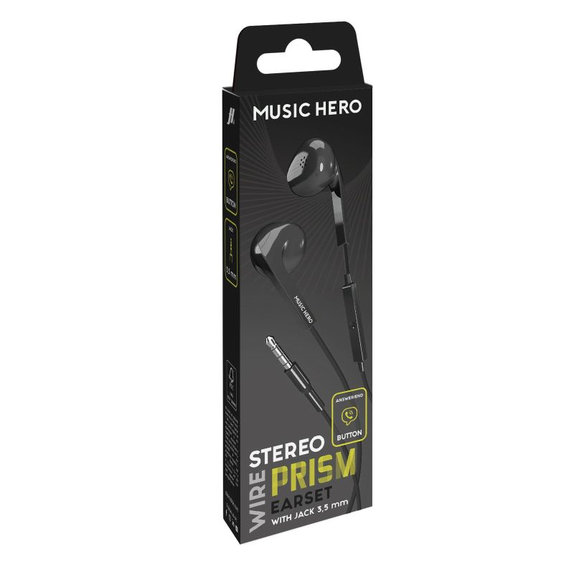 Music Hero - Slušalke PRISM, 3.5mm jack, črna