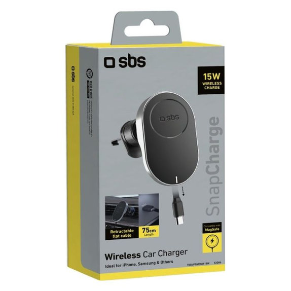 SBS - Nosilec za avto s MagSafe, 15W, črna