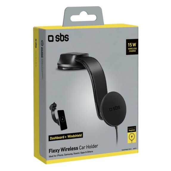 SBS - Nosilec za avto Flexy s MagSafe, 15W, črna