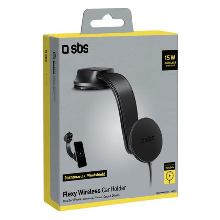 SBS - Nosilec za avto Flexy s MagSafe, 15W, črna