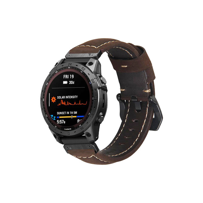 FixPremium - Usnjen pašček za Garmin (QuickFit 20mm), rjav