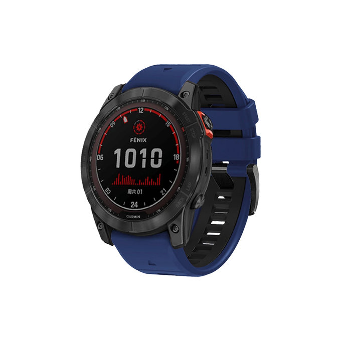 FixPremium - Dvobarvni silikonski pašček za Garmin (QuickFit 26mm), moder