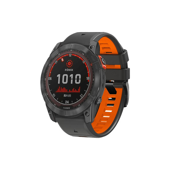 FixPremium - Dvobarvni silikonski pašček za Garmin (QuickFit 26mm), siv