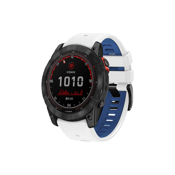 FixPremium - Dvobarvni silikonski pašček za Garmin (QuickFit 22mm), bel