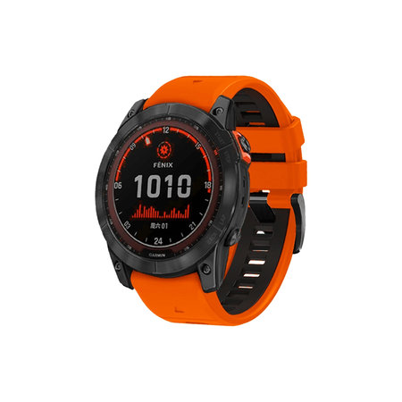 FixPremium - Dvobarvni silikonski pašček za Garmin (QuickFit 26mm), oranžen