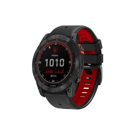 FixPremium - Dvobarvni silikonski pašček za Garmin (QuickFit 20mm), črn