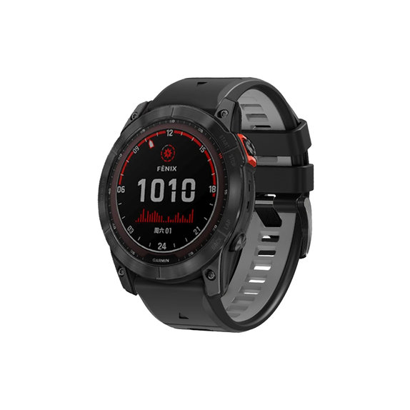 FixPremium - Dvobarvni silikonski pašček za Garmin (QuickFit 22mm), črn