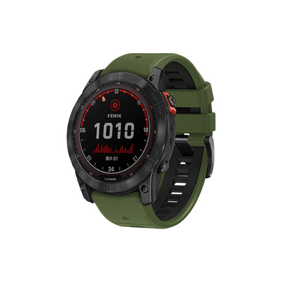 FixPremium - Dvobarvni silikonski pašček za Garmin (QuickFit 22mm), temno zelen