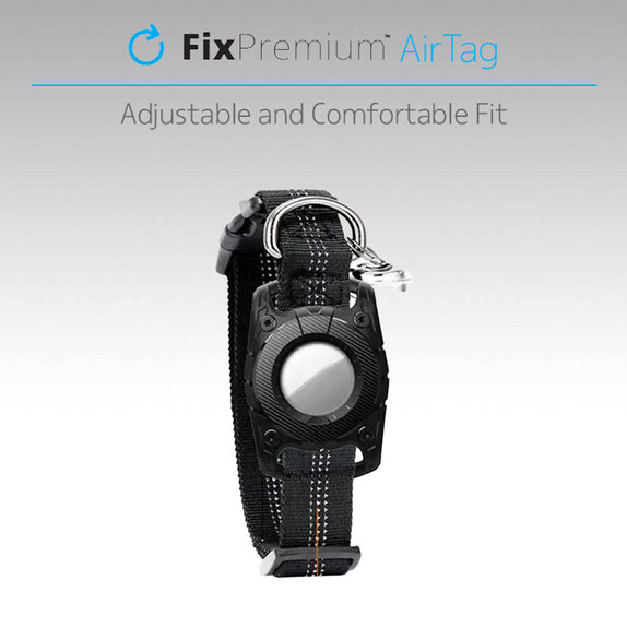 FixPremium - Ovratnica AirTag za pse in mačke, črna