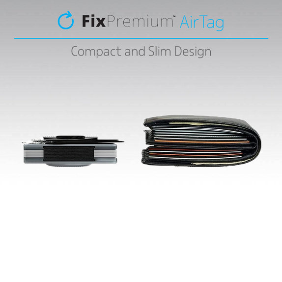 FixPremium - AirTag Carbon denarnica s sponko, črna