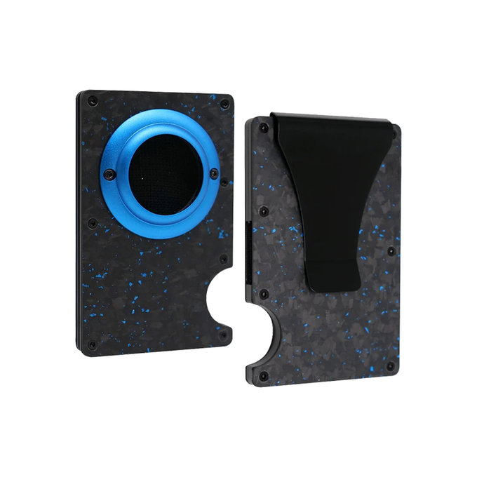 FixPremium - AirTag Carbon denarnica s sponko, modra