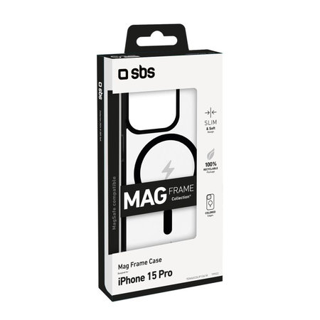 SBS - Etui Mag Frame kompatibilno z MagSafe za iPhone 15 Pro, črna