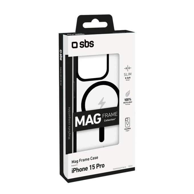 SBS - Etui Mag Frame kompatibilno z MagSafe za iPhone 15 Pro, črna