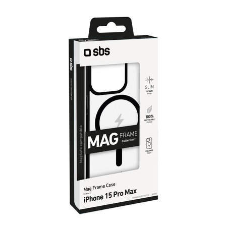 SBS - Etui Mag Frame kompatibilno z MagSafe za iPhone 15 Pro Max, črna