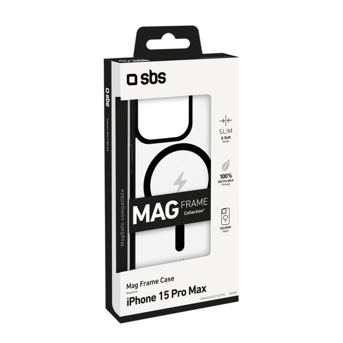 SBS - Etui Mag Frame kompatibilno z MagSafe za iPhone 15 Pro Max, črna