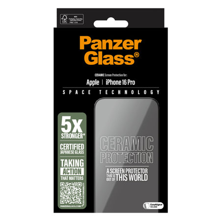 PanzerGlass - Kaljeno Steklo UWF Ceramic z aplikatorjem za iPhone 16 Pro, transparent