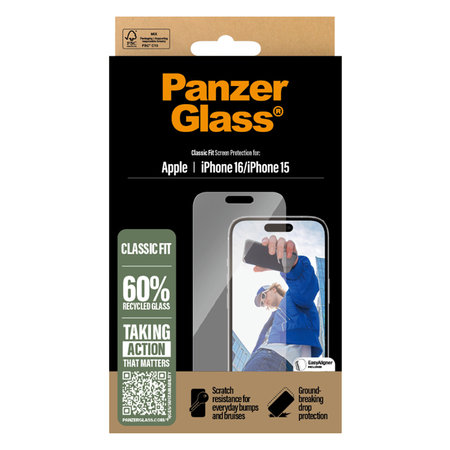 PanzerGlass - Kaljeno Steklo za iPhone 16, transparent