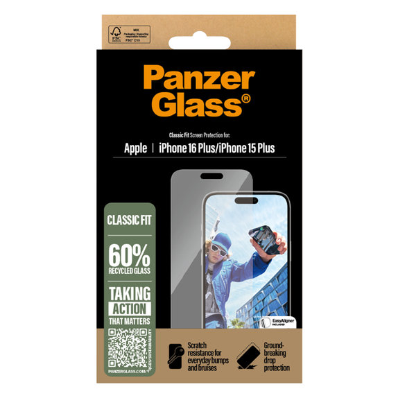 PanzerGlass - Kaljeno Steklo za iPhone 16 Plus, transparent