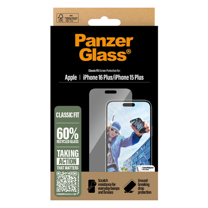 PanzerGlass - Kaljeno Steklo za iPhone 16 Plus, transparent