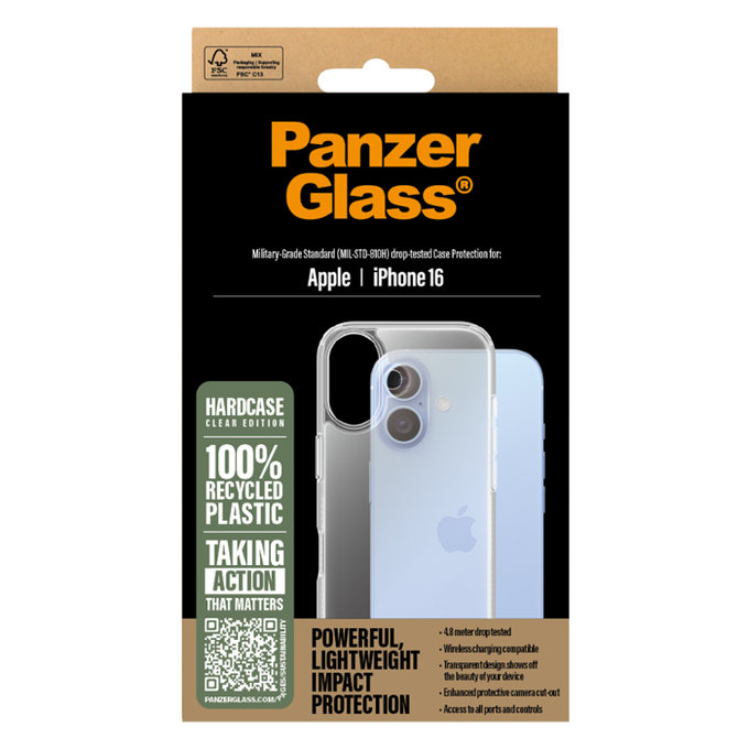 PanzerGlass - Ovitek HardCase za iPhone 16, transparent